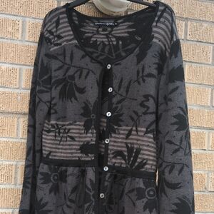 Gudrun Sjoden Black and Gray Floral Cardigan